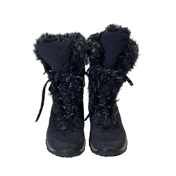 The North Face Womens Insulated Winter Boots Size 8 Black Faux Fur Trim - Picture 8 of 11